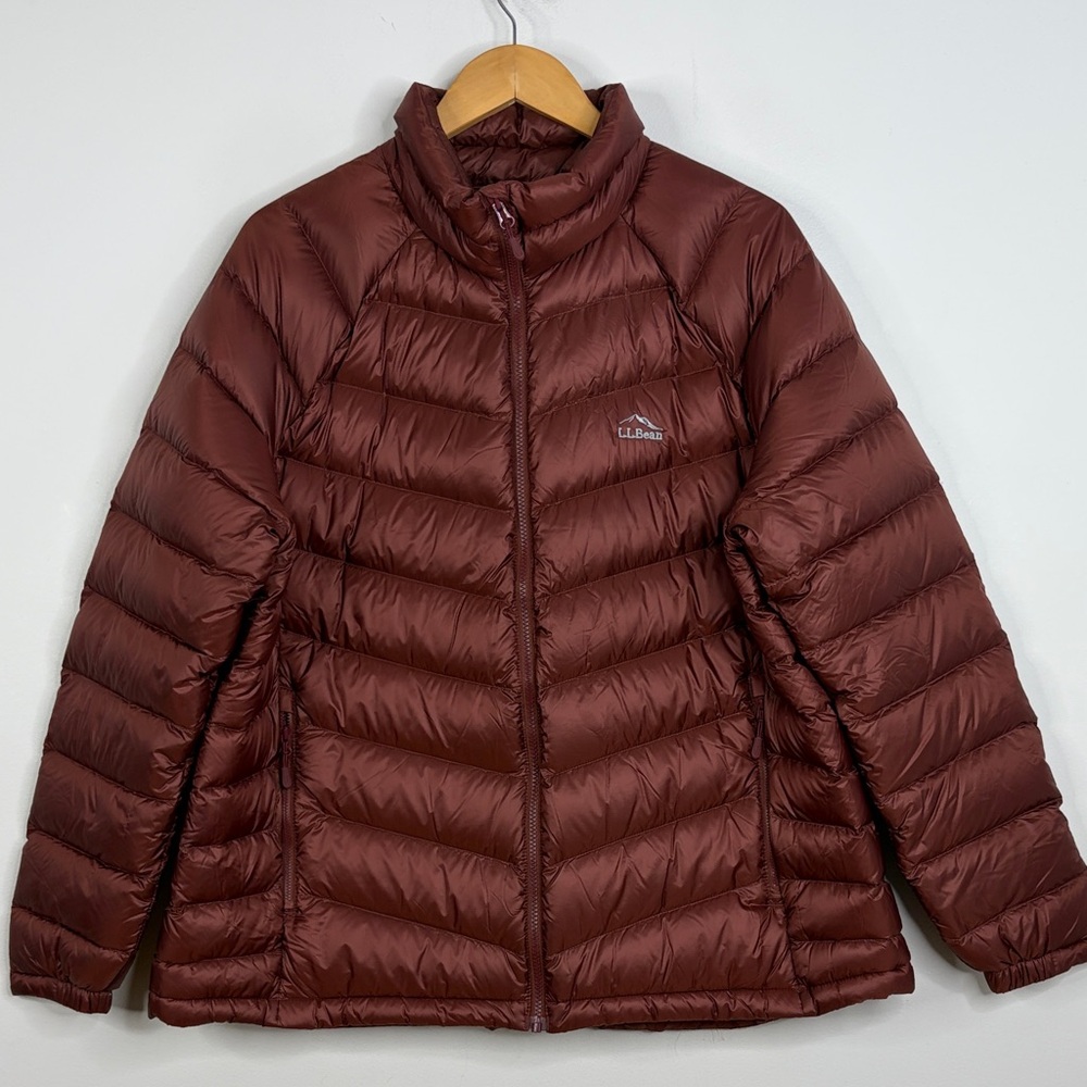 New LL Bean Ultralight 850 Down Jacket Womens 1X Plus Crimson Brown Puffer Coat